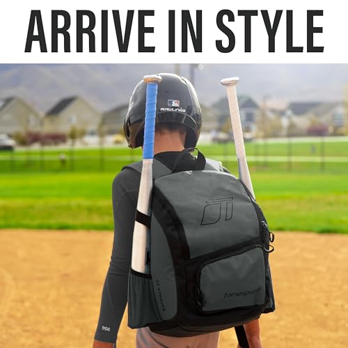 Tonesport Baseball Bag - Backpack for Baseball, Softball, Tball - Adults & Youth Bat Bag - color: Grey, style: Youth Baseball Backpack