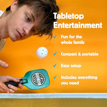 Kikkerland Desktop Pickleball Game – Indoor Tabletop Game, Mini Sports Toy – Gamenight Gifts for Family & Kids with Paddles, Net, & Ball