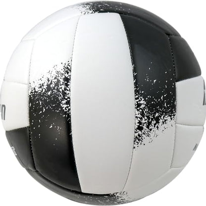 Baden | Match Point | Cushioned Synthetic Leather | Outdoor Recreation Backyard Volleyball + College Camp Ball | Official Size 5 - color: Black/White