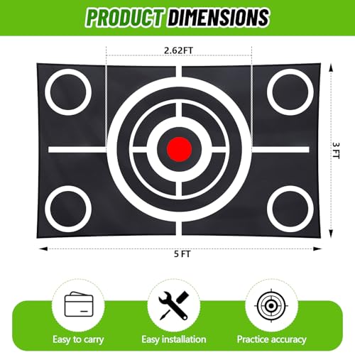 Halloscume Golf Target Cloth for Net Replacement Golf Hitting Net Target with 4 Straps for Practice Training Aids Indoor Outdoor Use - size: 3 x 5 ft