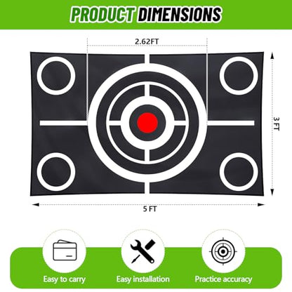 Halloscume Golf Target Cloth for Net Replacement Golf Hitting Net Target with 4 Straps for Practice Training Aids Indoor Outdoor Use - size: 3 x 5 ft