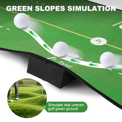 Golf Practice Mat with Alignment Mirror - 20 in X 120in Golf Putting Mat Training Aid Mat, Anti-Slip Backing Golf Putting Green for Indoor/Outdoor