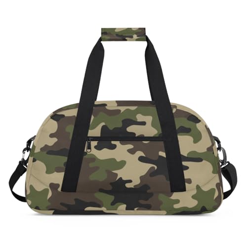 Camo Kids Duffel Bag for Boys, Camouflage Sports Gym Bag Overnight Travel Weekender Bags Lightweight Carry On Sleepovers Bag for School Practice Gymnastics - color: Camo