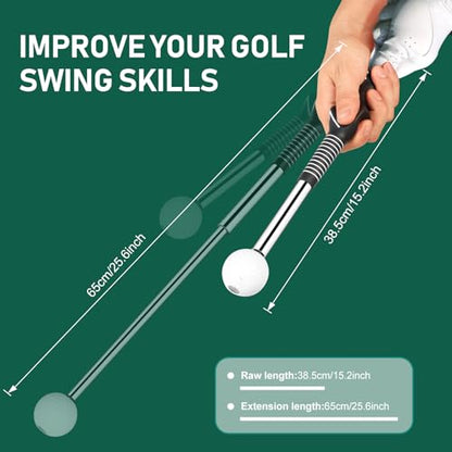 Retractable Golf Swing Trainer with Golf Swing Band-Telescopic Club Retractable Golf Swing Training Aid with Golf Grip Trainer/Tempo Stick Golf/Warm Up/Indoor Golf Practice - color: Black-For Right Hand