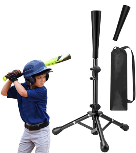 Baseball Tee for Kids,Batting Tee,Softball Tee,tee Stand, Youth Hitting Tee,Teeball Tee,Travel Tee,Easy Adjustable Height 20.5-30.2inch - color: Black