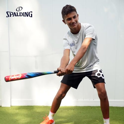 Spalding - Junior Bat and Ball Set, 29" Bat with 3 Training Balls, Beginner Backyard Baseball Fun, Outdoor Play for Kids (Orange)