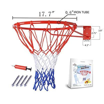 FixtureDisplays Wall Mount Basketball Rim Hoop Basketball Hoop Basketball Goal 17.8" Diameter Wall Mount Plate 2.75X3.25" Mount Position 16937