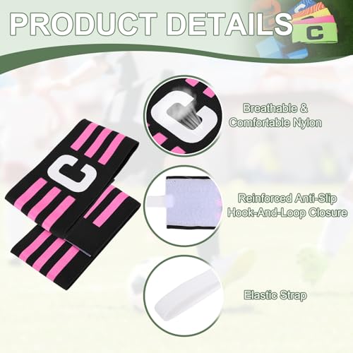Captain Arm Bands for Soccer, Soccer Captain C Armband, Classic Striped Elastic Protective Arm Badge Player Bands - color: Black