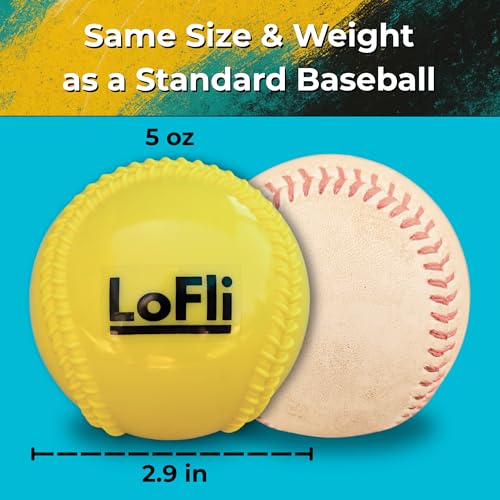 LoFli Limited-Flight Training Baseballs - Regulation Size & Weight, Soft, Safe & Durable - Indoor & Outdoor Practice for Kids & Adults - Yellow