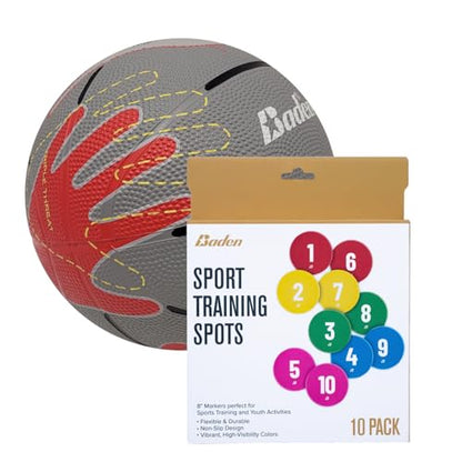 Baden | Skilcoach Rubber Shooter's Hand Basketball + 10 Count Sport Trainer Spot Markers + Pump - size: 28.5"
