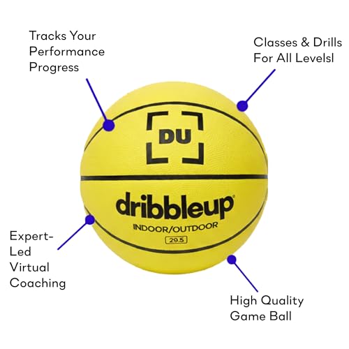 DribbleUp Smart Basketball Starter Pack – At-Home Basketball Training System for Kids & Teens with App-Based Virtual Coach, Real-Time Feedback | Dribble Up Premium Composite Leather, Indoor/Outdoor