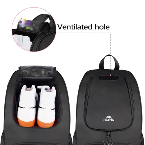 MATEIN Basketball Bag, Sturdy Soccer Bag with Ball Holder & Shoe Compartment, Large Basketball Backpack for Training Equipment, Water Resistant Sports Ball Backpack Fits Volleyball Football, Colorful - color: Black