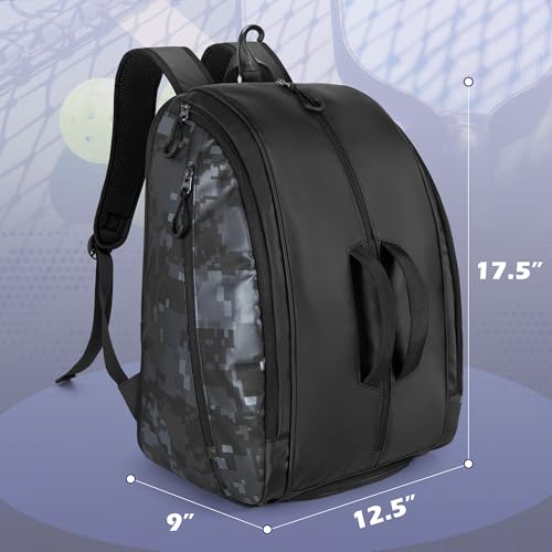 Smasrob Pickleball Bag Fits 4 Pickleball Paddles, Pickleball Backpack with Laptop Pocket, Shoe Compartment and Fence Hook - color: Black