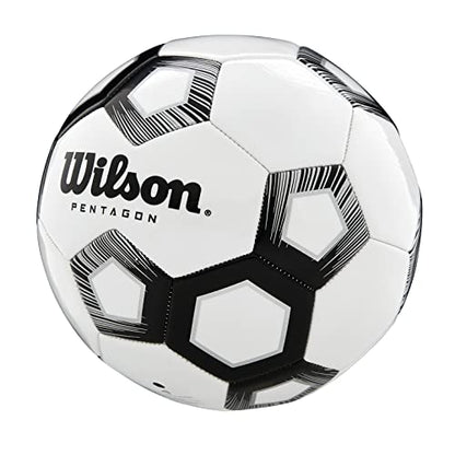 WILSON Unisex Pentagon Bronze Series Soccer Ball, Adult, White/Black - size: 5