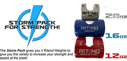 Baseball Softball Bat Weight Swing Trainer Storm Pack for Thin Handle Bats Little League & Softball Bats - Increase Your Bat Speed and Strength while developing proper swing mechanics, 12oz,16oz, 20oz