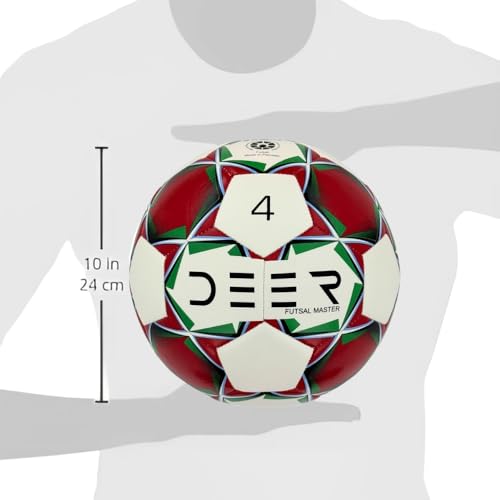 Deer Futsal Master Soccer Ball – for Club, Training, Match Performance, Indoor & Outdoor Soccer, Suitable for Grass & Astro | 32 Panel, Thread Wound Rubber | Size 4 for Youth & Adult Soccer Players |