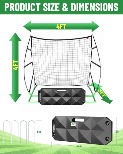 SPOYNAL 2-in-1 Soccer Rebounder with Adjustable Dual-Sided Rebound Board, Soccer Rebounder Net for Passing, Volleys & Ground Drills, Soccer Training Rebound Net for Solo & Team Practice