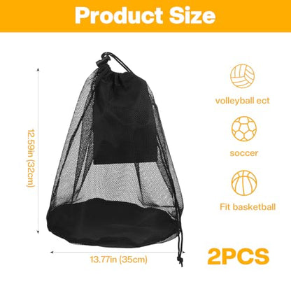 2Pcs Single Mesh Basketball Bag with Double Hook, Portable Ball Storage Bag, Drawstring Basketball Backpack for Soccer Football Volleyball Rugby