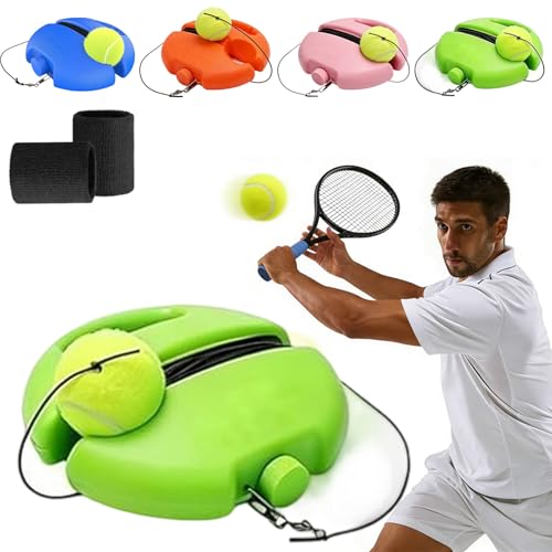 Solo Tennis Trainer Rebound Ball with String, Portable Tennis Practice Rebounder, Self Tennis Practice Rebounder Set, Training Equipment for Beginner Pracitce Training - color: Green with 1 Ball