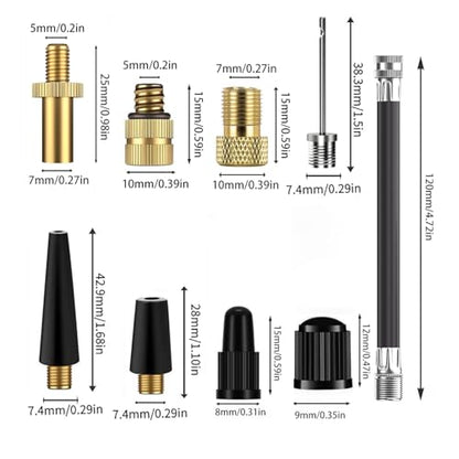 Bicycle Valve Adapter Set, Replacement Pump Head with Dual Valves for All Bicycles Car, Bike Valve Converter, Ball Pump Connection Hose, Ball Pump Needles, Air Pump Adapter for Bicycle Pumps