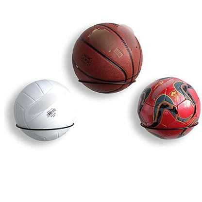 2 Pack Basketball Storage Rack, 7.5 Inch Diameter Alloy Wall Mounted Black Basketball Holder for Sports