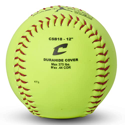 Champro Poly Synthetic Cover, .44 COR, 375 Compression, Red Stiches (Optic Yellow, 12)