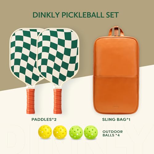 Pickleball Paddles Set of 2/4- USAPA Approved Graphite/Fiberglass Pickleball Racket, 2 Pickleball Rackets, 4 Balls and 1 Portable Carry Bag, Aesthetic Pickle Ball Set for Men Women Beginners - color: 2 Wave Check | Warm Orange | Graphite