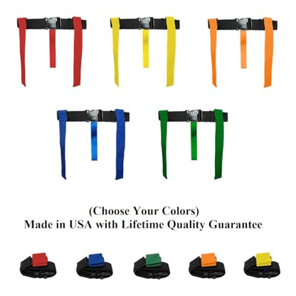 HE Adult Flag Football Belts 40″ Adjustable, Extra-Wide 2″ Heavy-Duty Polypro – American Made Lifetime Waranty Several Colors - color: Blue/Yellow