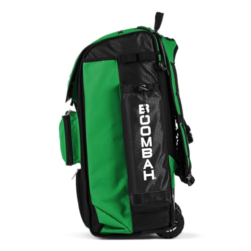 Boombah Catchers Superpack Hybrid Rolling Bat Bag - Multiple Colors - Wheeled & Backpack Version - color: Black/Kelly Green