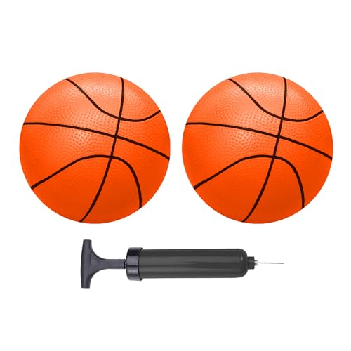 ABAJI Mini Basketballs Orange 2 PCS 5" Set with Random Color Pump Needle Durable Material for Mini Hoop Toddlers Kids Teenagers for Pool Indoors Outdoors - color: Orange