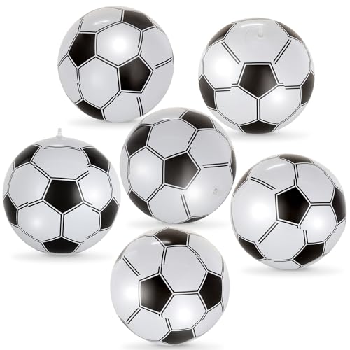6 Pcs Giant Inflatable Footballs,16 Inch Blow Up Footballs Toys,Summer Pool Beach Balls,Sports Game Accessaries for Super Bowl Football Party Supplies,Indoor and Outdoor Use - color: Soccer
