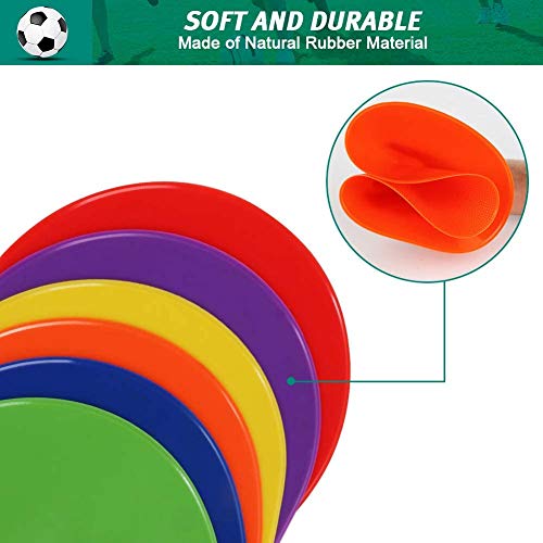 60 Pcs Poly Vinyl Spot Markers Rubber Floor Dots Non Slip Agility Markers Flat Field Cones for PE Gym Classes, Classroom Activities and Games, Soccer Basketball Sports Speed Agility Training