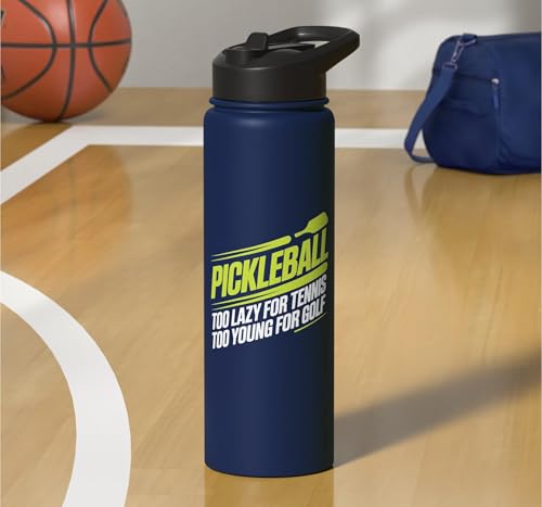 Pickleball Player Too Lazy For Tennis Too Young For Golf Stainless Steel Insulated Water Bottle - color: Navy Blue
