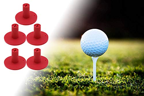 Golf Rubber Tee Holder Set for Golf Driving Range Tee Practice Tool Pack of 5 - color: Red