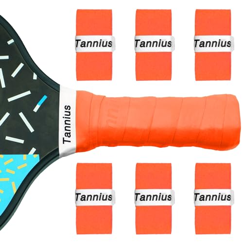 Pickleball Paddle Grip Tape, 6 Pack Precut Tacky Pickleball Grips, Absorbent and Enhanced Pickleball Paddle Overgrip - color: 6-Pack Orange