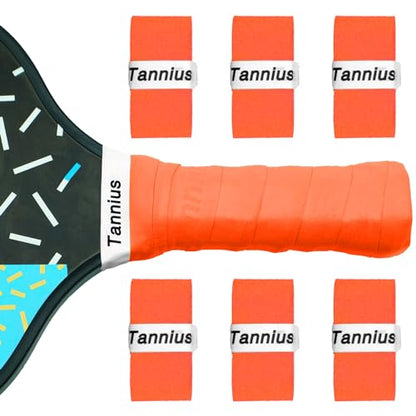 Pickleball Paddle Grip Tape, 6 Pack Precut Tacky Pickleball Grips, Absorbent and Enhanced Pickleball Paddle Overgrip - color: 6-Pack Orange