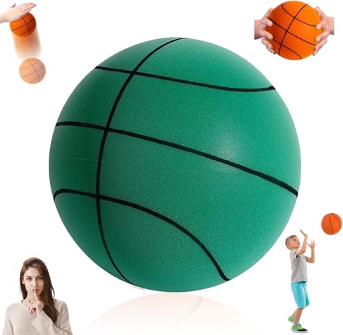 2026 Silent Basketball, Quiet Foam Basketball for Indoor Dribbling Training, Soundless Airless Basketballs for Home Practice, Noise-Free Ball, Soft Durable Dribble Dream Ball - color: Green, size: NO.7