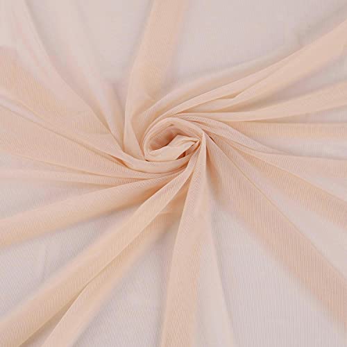 Ultrathin 4-Way Stretch Net Fabric Nylon Spandex Power Mesh Lightweight Sheer, Pre-Cut 5 Yards Long 60" Wide, (Peachy Nude) - color: Peachy Nude