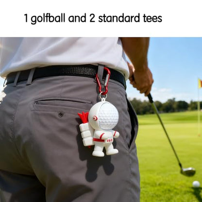 Astronaut Golf Tee Holder and Phone Stand, Includes 2 Golf Tees, Golf Ball Holder with Carabiner, Fun Golf Accessories for Men and Women, Stylish Golf Bag Accessory and Golf Gift