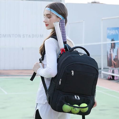ACESAK Tennis Backpack Tennis Bag for Women Men - Tennis Bag Holds 2 Rackets, Badminton Squash, Pickleball Paddles Balls - color: Black