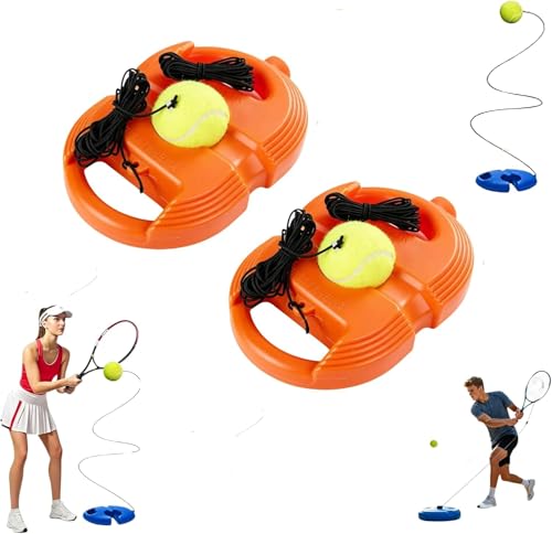 2026 Tennis Balls Training Baseboard,Tennis Trainer Balls with String, Tennis Rebounder with Weighted Base, Portable Tennis Trainer for Home, Tennis Practice Kit for Backyard - color: Orange_2pcs