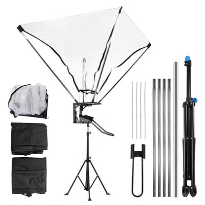 Basketball Rebounder with 180° Rotating Track Adjustable Height Basketballs Return Attachment with Net Return System Portable Hoop Trainer Tripod for Continuous Solo Practice