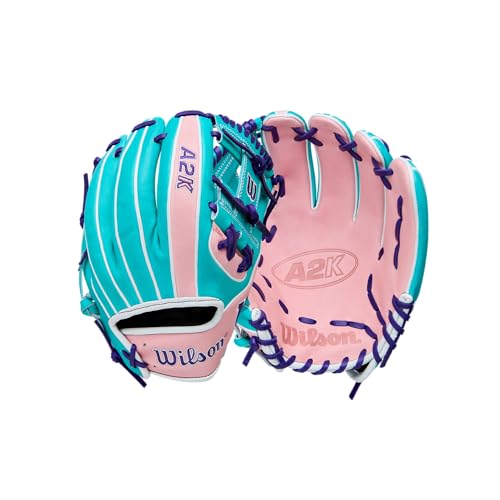 Wilson Winter 2025 A2K® Baseball Gloves - color: Teal/Pink/Purple, size: Infield - 11.5"