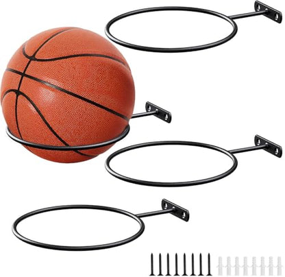 LALAOKS Basketball Holder Wall Mount for Basketball, Soccer Ball, Volleyball, Football, Rugby - size: 6in/4Pack