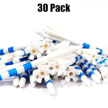 Premium 5 Prongs Plastic Golf Tees 30 Pack 3-1/4" Plastic Golf Tees Low Friction and Resistance Golf Plastic Tees - color: Blue