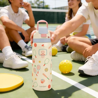 Sports Lover Stainless Steel Water Bottle, Vacuum Insulated, Push-Button Lid, 32 oz, Gifts for Women Girls Friends Teens Birthday Christmas - color: Sport