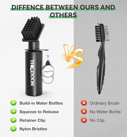 THIODOON 2 Pack Black Golf Club Brushes Set with Handy Retractable Clip & 4oz/7.5 Inch Squeeze Water Bottle Easy Cleaning with Nylon Golf Club Cleaner Head Essentials Golf Accessories for Men