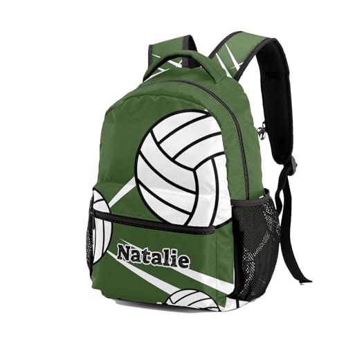 Volleyball Player Number Team Name Green Personalized School Backpack for Teen Kid-Boy/Girl Primary Daypack Travel Bookbag - color: Option 36
