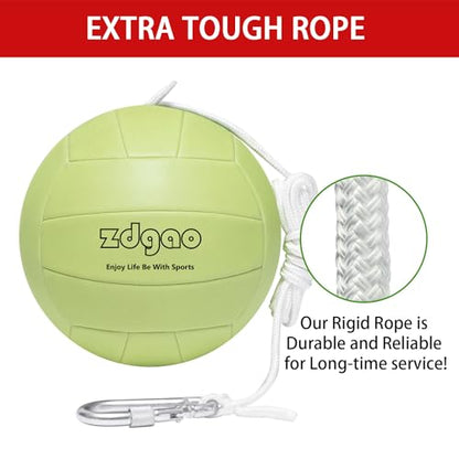 Portable Tetherball-Glow in The Dark Replacement Tether Ball with Carabiner, Ball Pump with Needle for Kids and Adults Outdoors Backyard Game