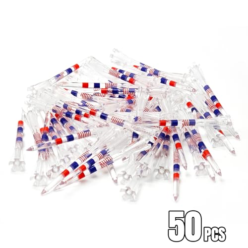 DURARANGE Premium Golf Tees - 5-Prong & 4-Prong Anti-Slip, Enhanced Stability, Unbreakable Golf T 3-1/4" for 360cc Drivers, Ideal Gift for Golfer - color: Elite Golf Tees- Transparent- 50pk